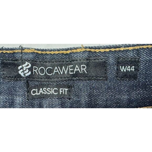 Rocawear Men's Classic Fit Dark Wash Wide Leg Jeans - Size 44x28.5 - Picture 7 of 8